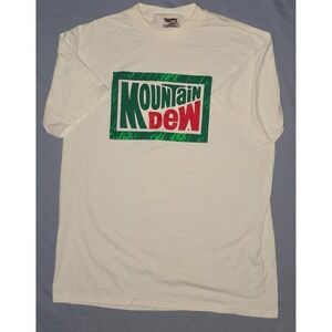 Vintage Mountain Dew Logo Original Dew Shirt Single Stitch Men Large 90s